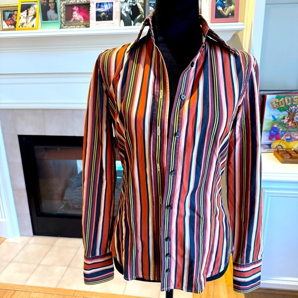 Etro Tops - ETRO MILANO 100% Cotton Made in Italy Striped Button Down Top VGUC